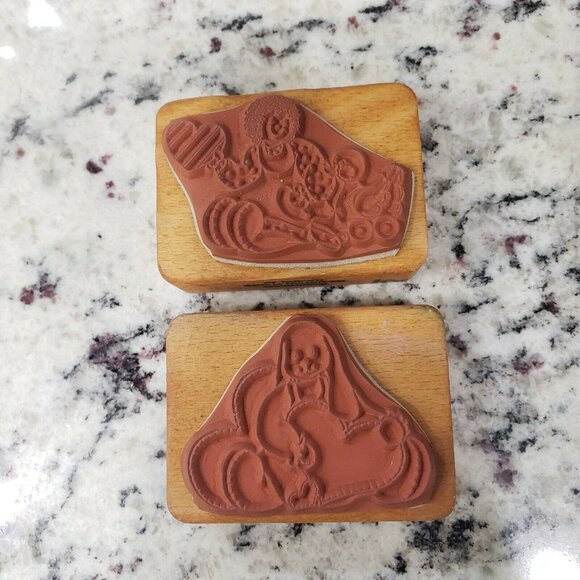 Comotion Wood Mounted Rubber Stamp Lot Bunny Rabbit Doll Duck Hearts Valentine - Picture 2 of 4